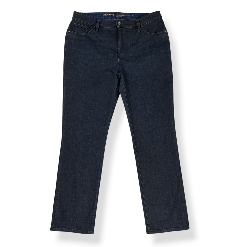 Chicos Jeans Women 2.5/US 14R Blue So Slimming Girlfriend Slim Leg Dark Wash